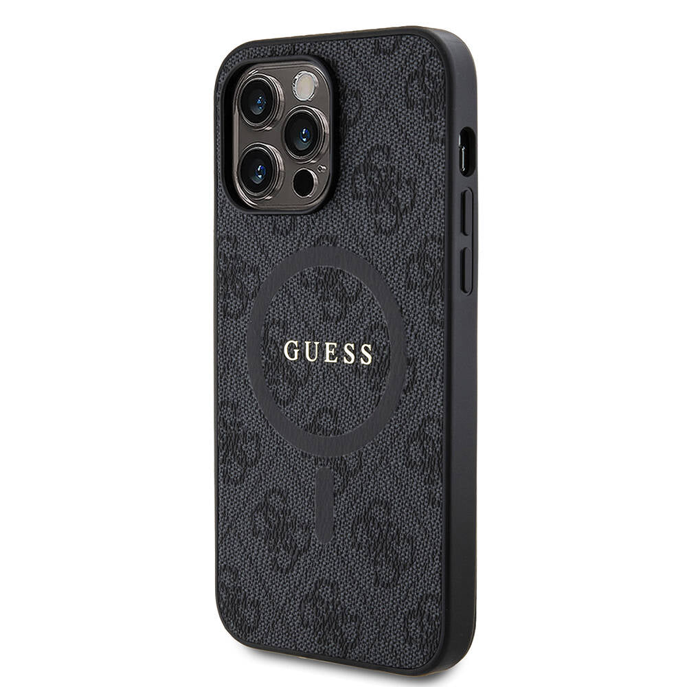 iPhone 14 Pro Max Kılıf Guess Orijinal Lisanslı M-safe Şarj Özellikli PU Halkalı 4G Desenli Yazı Logolu Kılıf