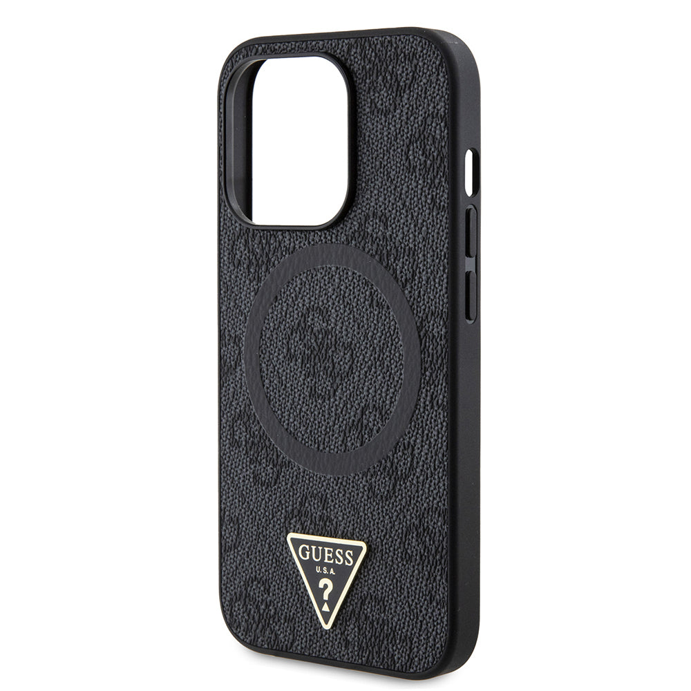 iPhone 14 Pro Max Kılıf Guess Orijinal Lisanslı M-safe Şarj Özellikli PU Üçgen Logo 4G Desenli Kılıf