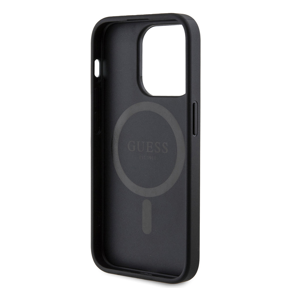 iPhone 14 Pro Max Kılıf Guess Orijinal Lisanslı M-safe Şarj Özellikli PU Üçgen Logo 4G Desenli Kılıf