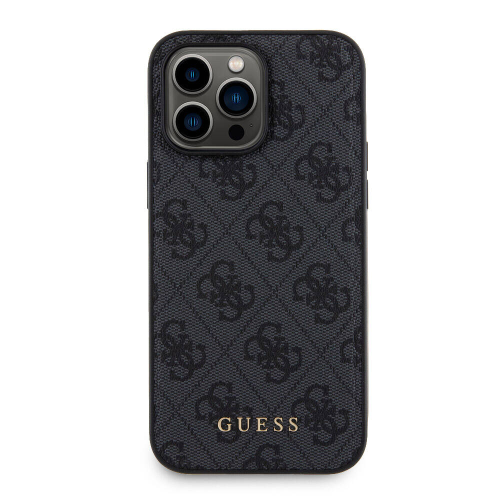 iPhone 14 Pro Max Kılıf Guess Orijinal Lisanslı M-safe Şarj Özellikli Yazı Logolu 4G Desenli Kılıf + Powerbank 5000mAh 2in1 Set