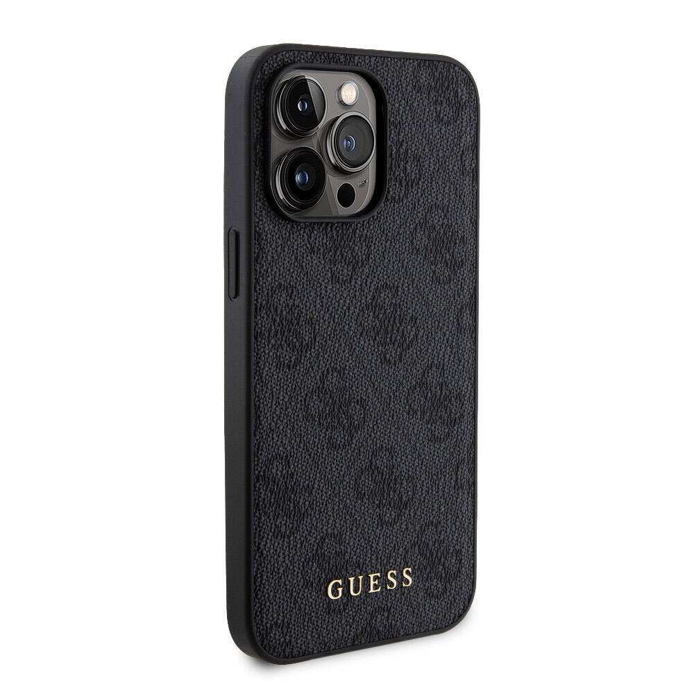 iPhone 14 Pro Max Kılıf Guess Orijinal Lisanslı M-safe Şarj Özellikli Yazı Logolu 4G Desenli Kılıf + Powerbank 5000mAh 2in1 Set