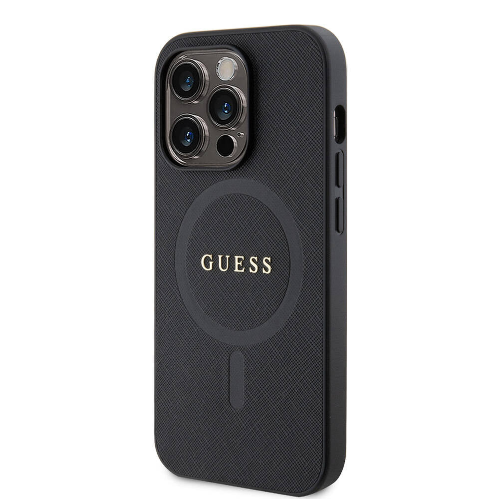 iPhone 14 Pro Max Kılıf Guess Orijinal Lisanslı M-safe Şarj Özellikli Yazı Logolu Saffiano Kılıf