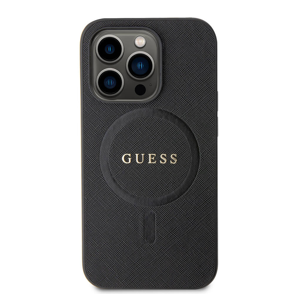 iPhone 14 Pro Max Kılıf Guess Orijinal Lisanslı M-safe Şarj Özellikli Yazı Logolu Saffiano Kılıf