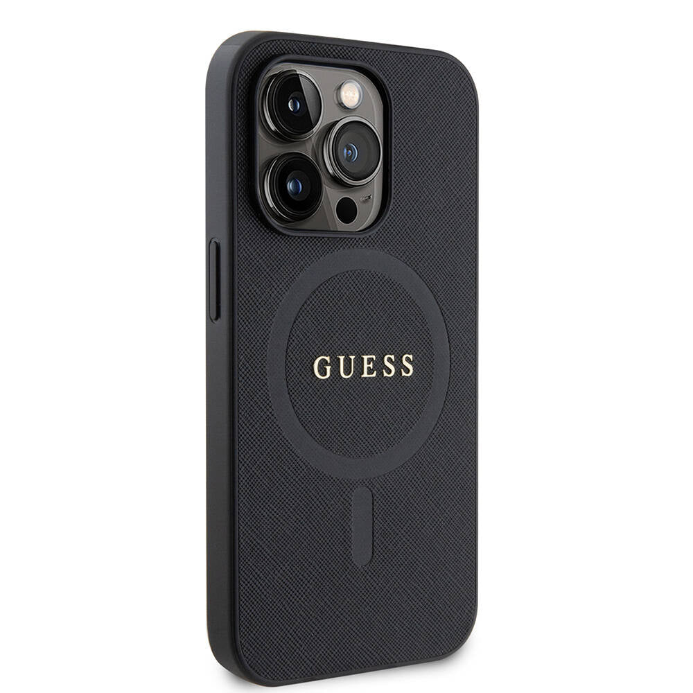 iPhone 14 Pro Max Kılıf Guess Orijinal Lisanslı M-safe Şarj Özellikli Yazı Logolu Saffiano Kılıf