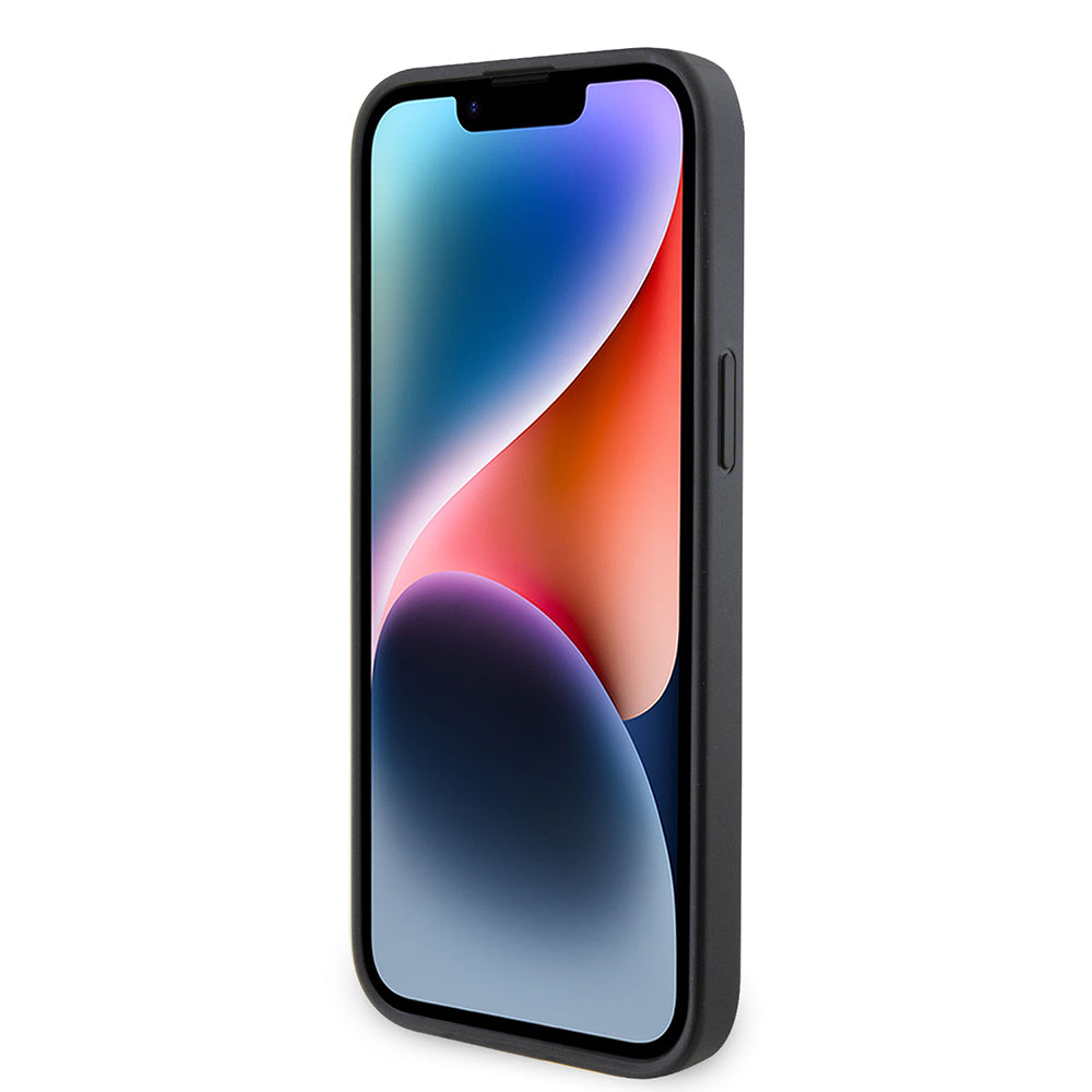 iPhone 14 Pro Max Kılıf Guess Orijinal Lisanslı PU Deri Taşlı Metal Üçgen Logolu Çapraz Vücut Askılı 4G Desenli Kılıf