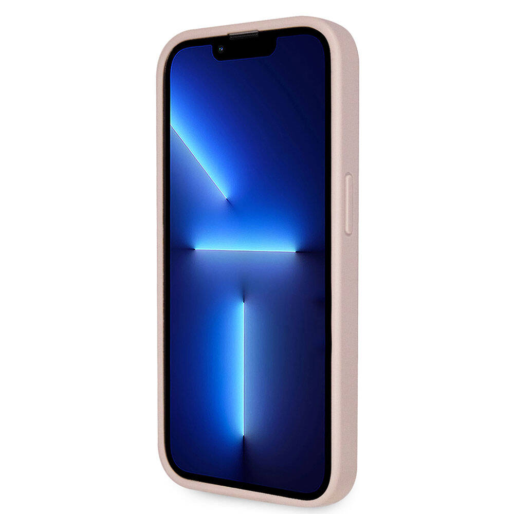iPhone 14 Pro Max Kılıf Guess Orijinal Lisanslı PU Deri Taşlı Üçgen Logo 4G Desenli Kılıf