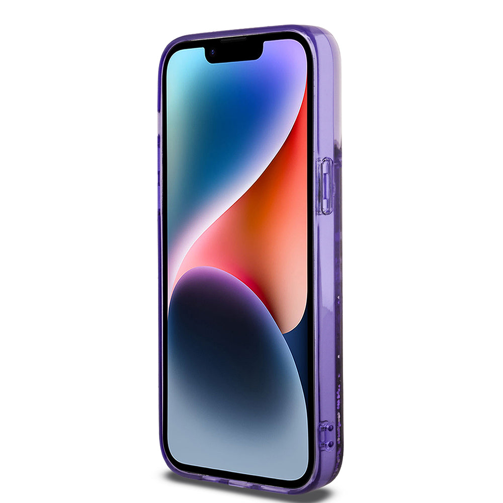 iPhone 14 Pro Max Kılıf Guess Orijinal Lisanslı Transparan Sıvılı Simli Altın Çizgili Kılıf