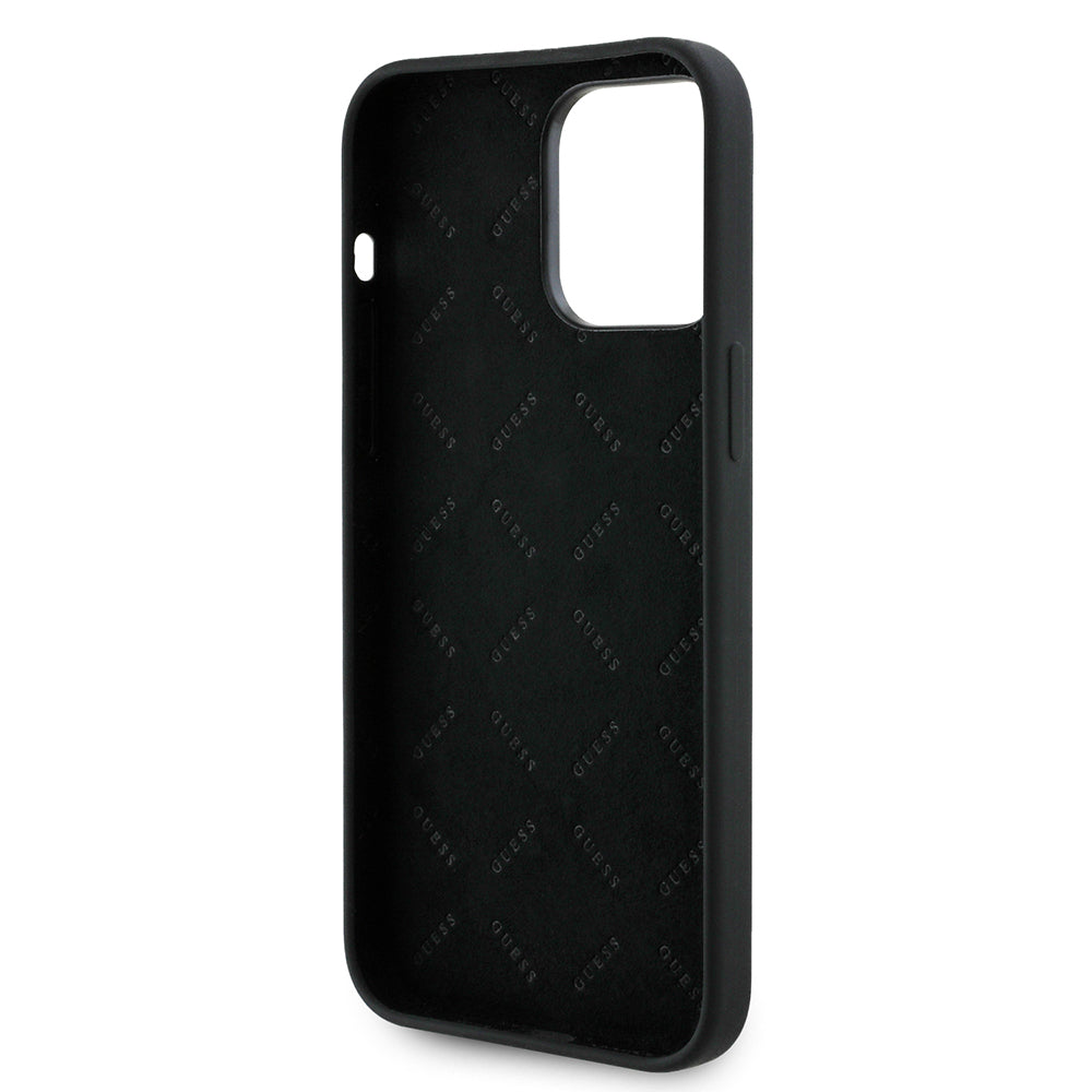 iPhone 14 Pro Max Kılıf Guess Orijinal Lisanslı Yazı ve Taşlı 4G Logolu Silikon Kılıf