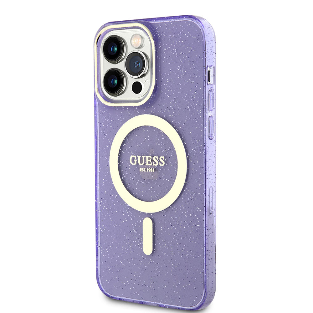 iPhone 14 Pro Max Kılıf GUESS M-safe Şarj Özellikli Glitter Kılıf
