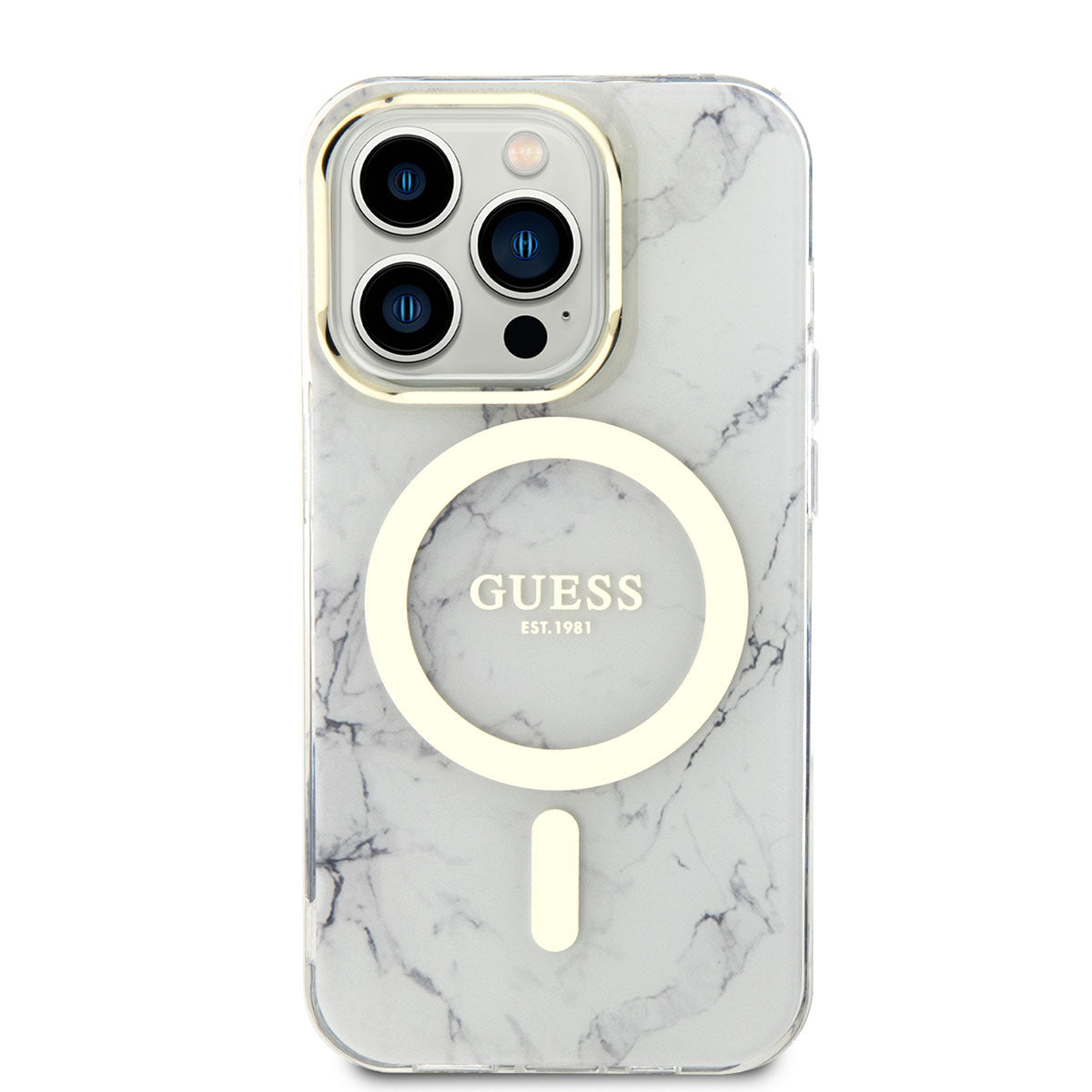 iPhone 14 Pro Max Kılıf GUESS M-safe Şarj Özellikli Mermer Desenli Kılıf