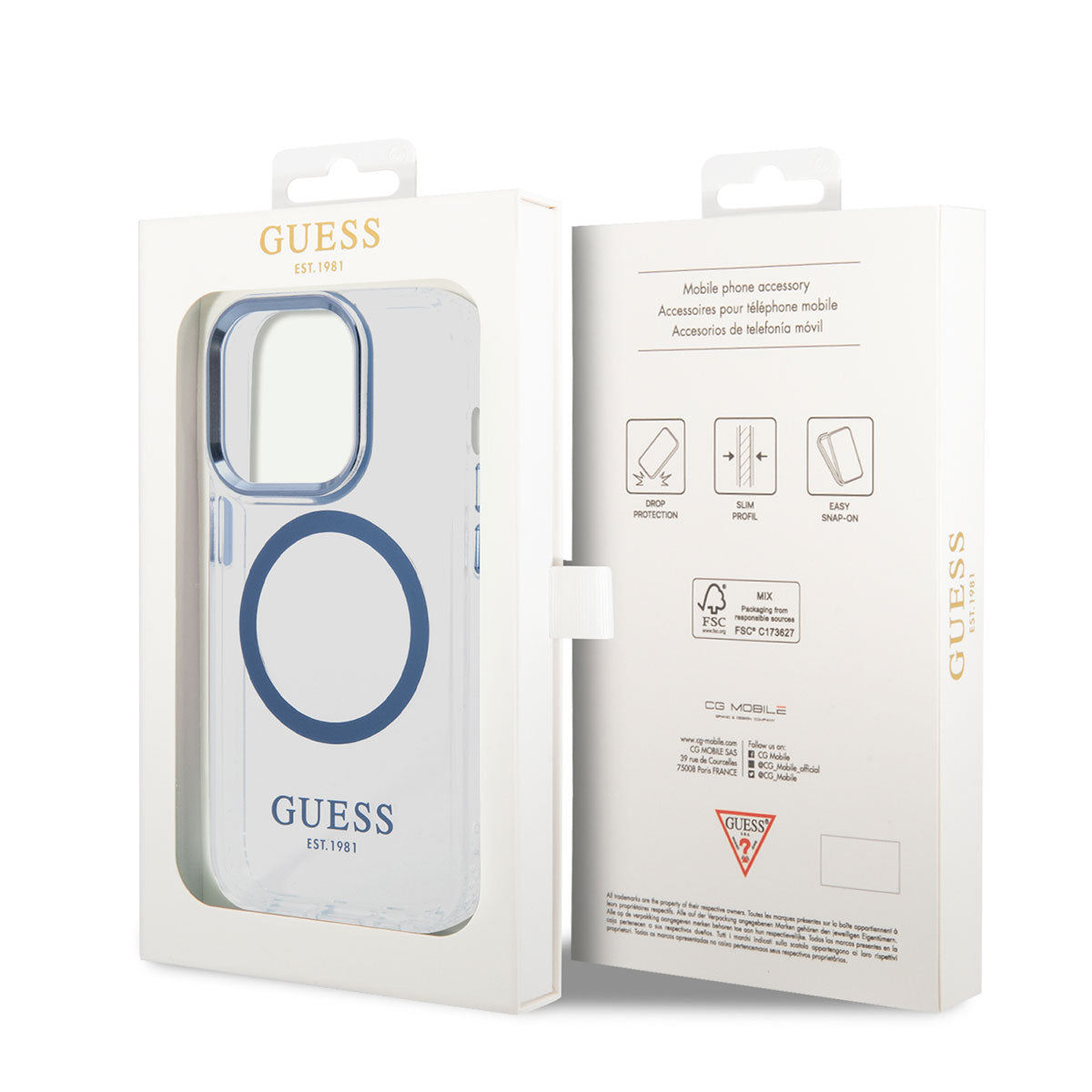 iPhone 14 Pro Max Kılıf GUESS M-safe Şarj Özellikli Metal Kamera Çerçeveli Kılıf