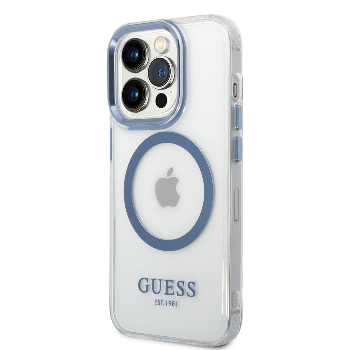 iPhone 14 Pro Max Kılıf GUESS M-safe Şarj Özellikli Metal Kamera Çerçeveli Kılıf