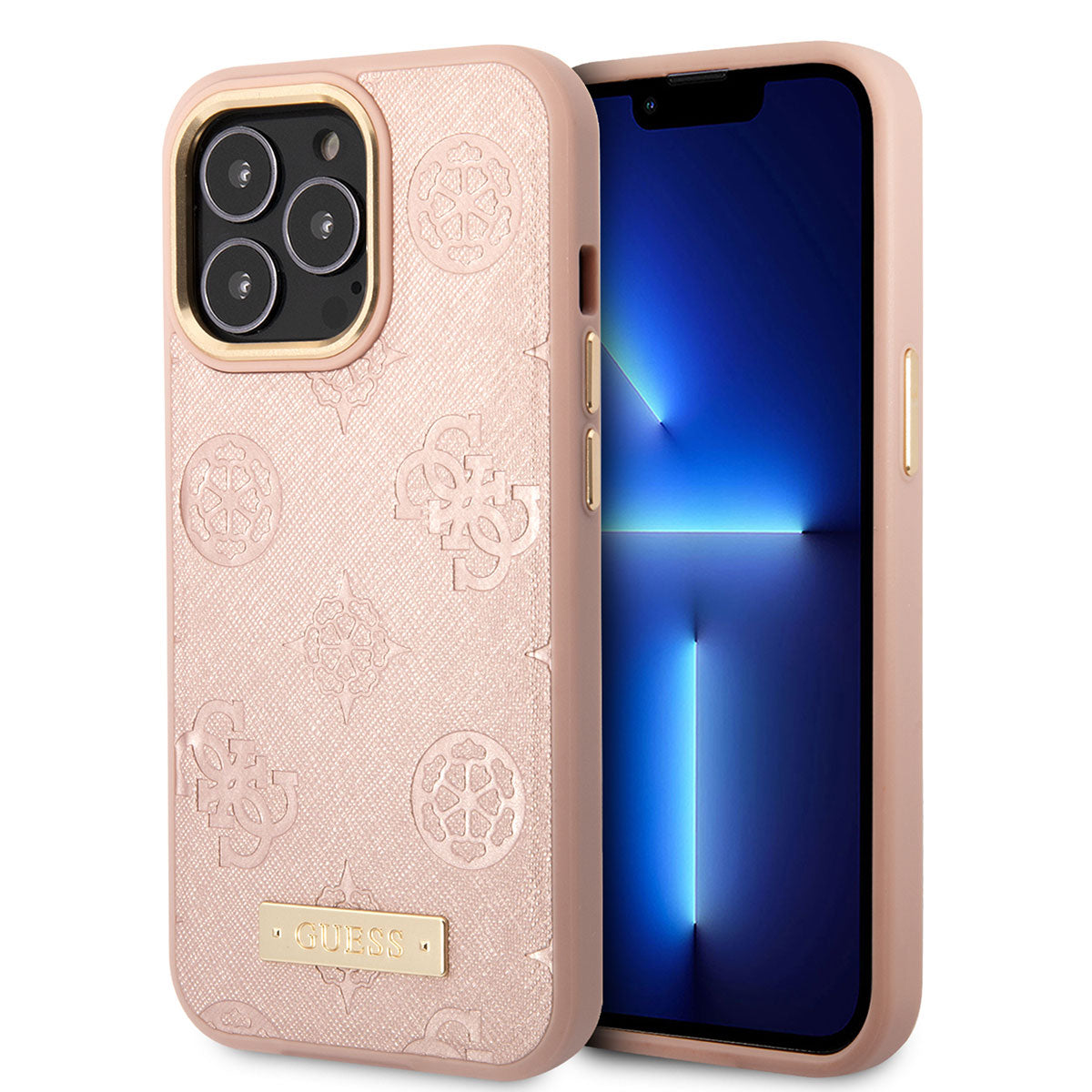 iPhone 14 Pro Max Kılıf GUESS M-safe Şarj Özellikli PU Deri Metal Logolu Kılıf