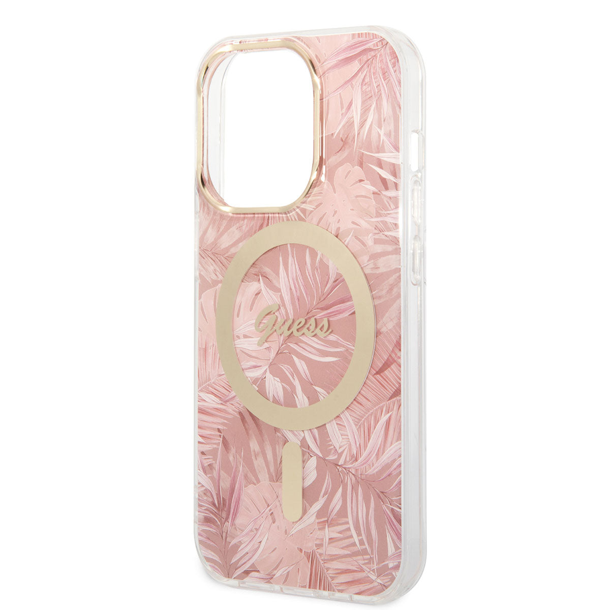 iPhone 14 Pro Max Kılıf GUESS M-safe Şarj Özellikli Yaprak Desenli M-safe Şarj Kablolu Kılıf