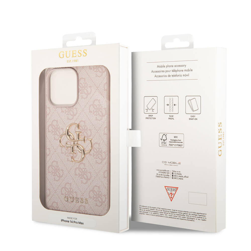 iPhone 14 Pro Max Kılıf GUESS PU Deri Büyük Metal Logo Dizaynlı Kılıf