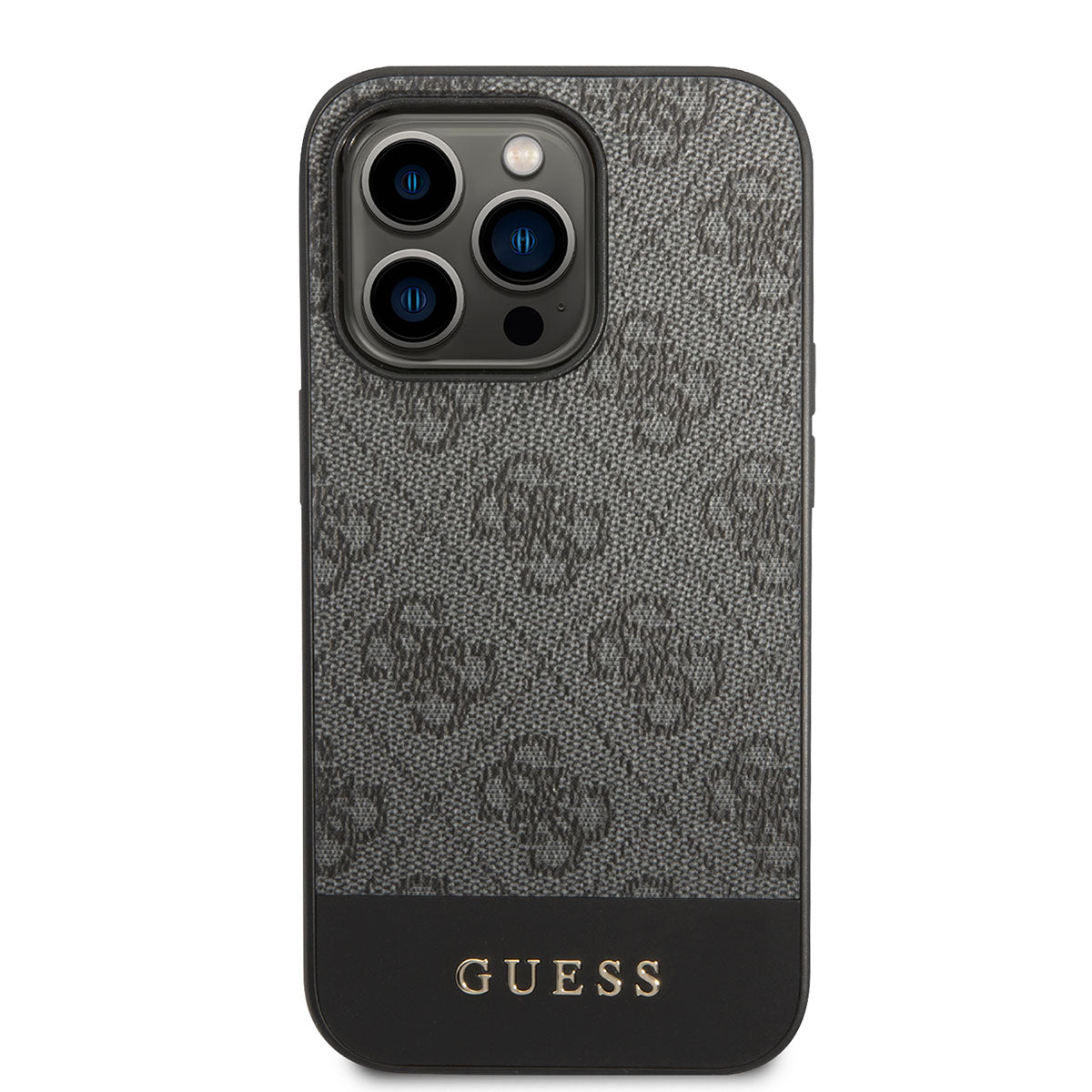 iPhone 14 Pro Max Kılıf GUESS PU Deri Şerit Logo Dizaynlı Kılıf