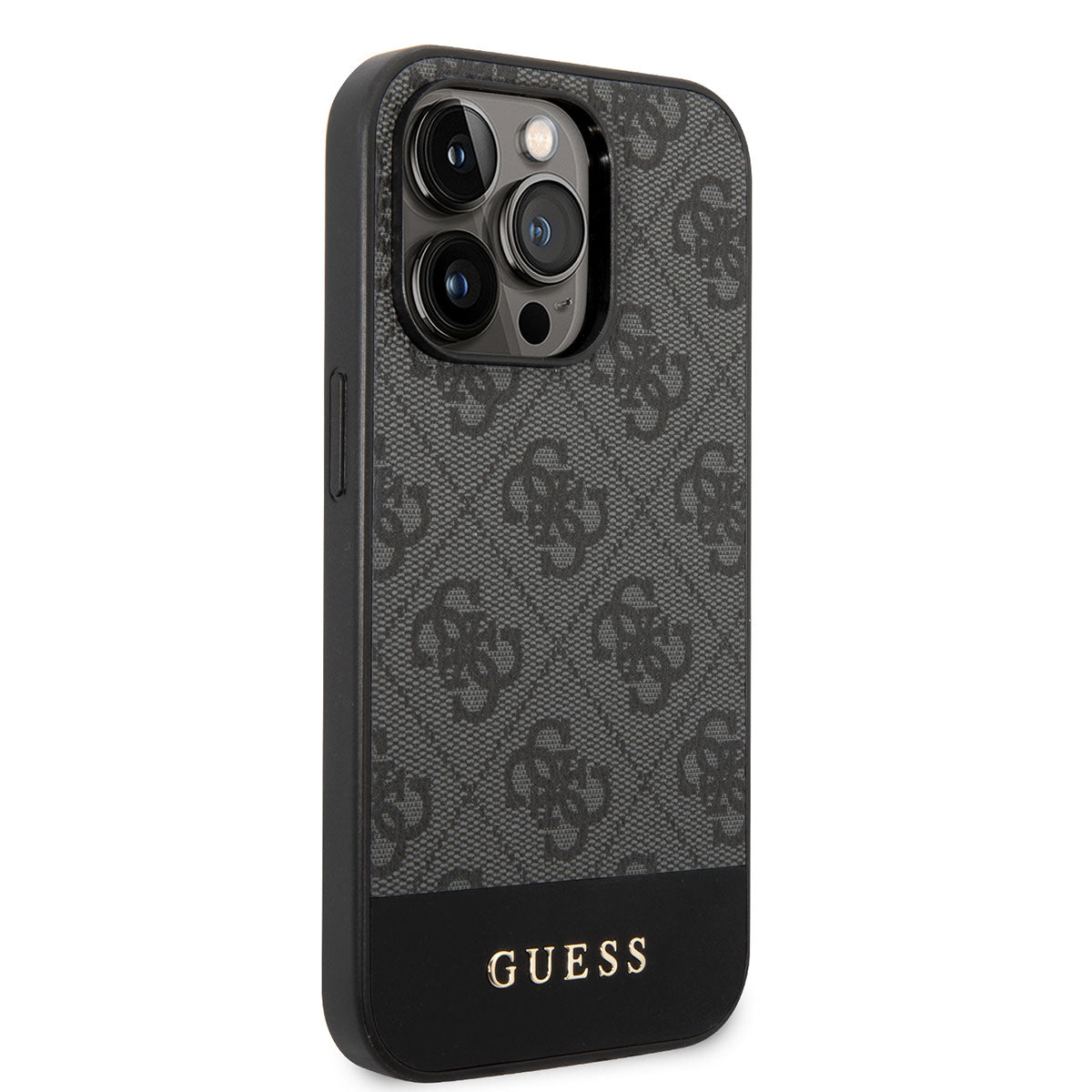 iPhone 14 Pro Max Kılıf GUESS PU Deri Şerit Logo Dizaynlı Kılıf