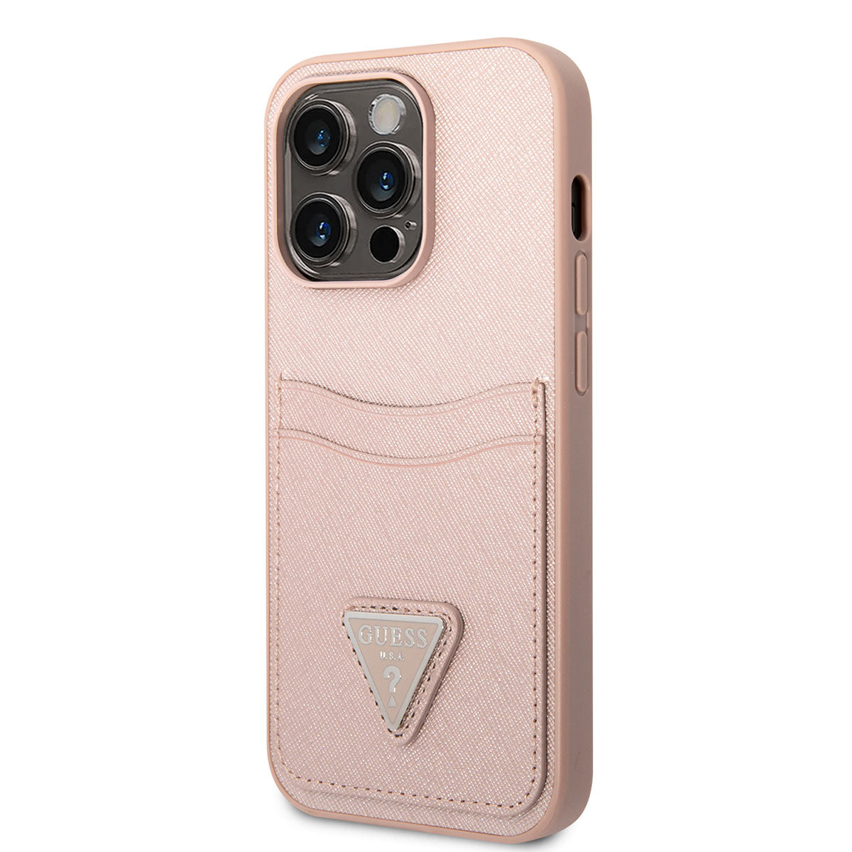 iPhone 14 Pro Max Kılıf GUESS PU Safran Deri Kartlıklı Dizayn Kılıf
