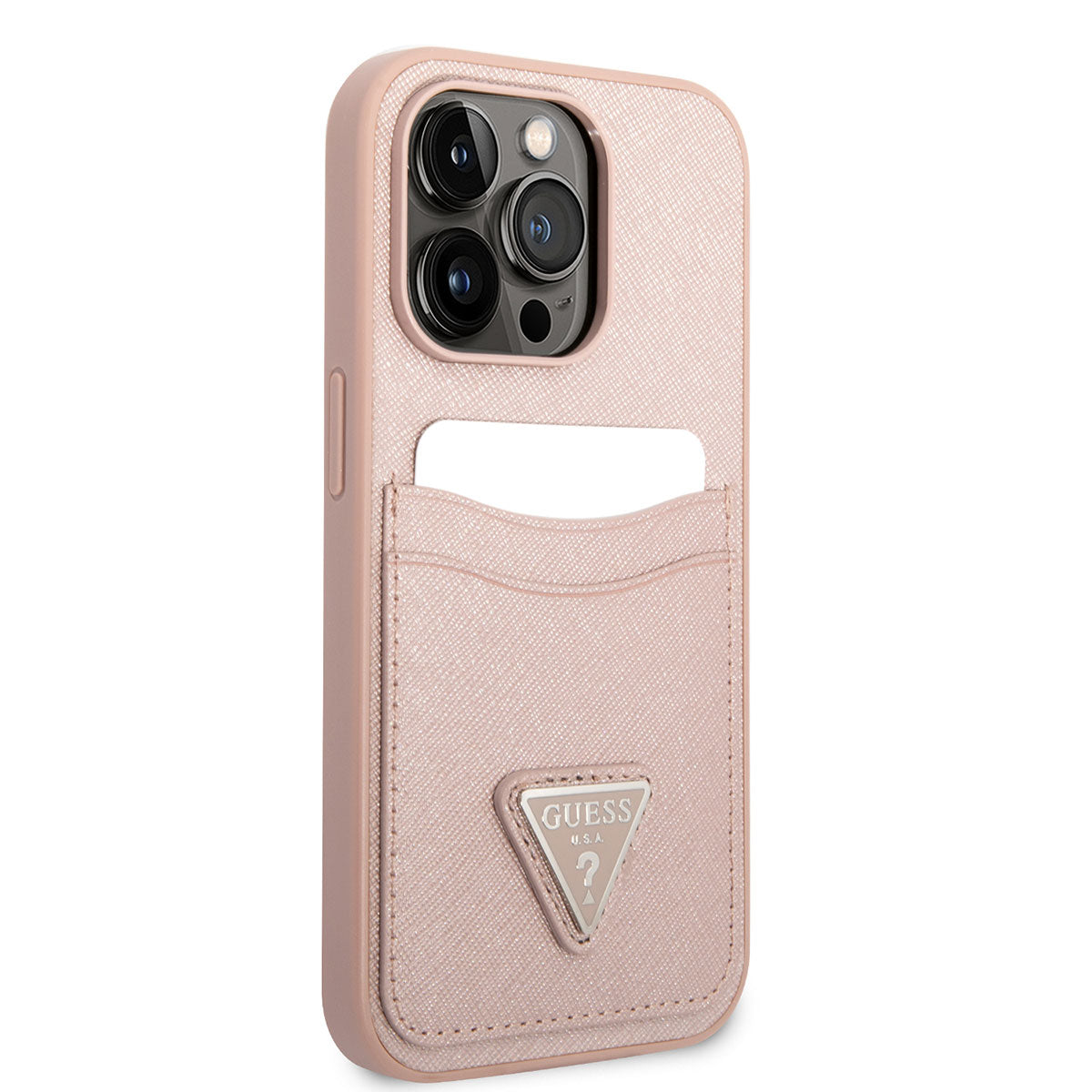 iPhone 14 Pro Max Kılıf GUESS PU Safran Deri Kartlıklı Dizayn Kılıf