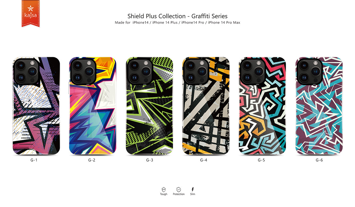 iPhone 14 Pro Max Kılıf HD Desenli Kajsa Shield Plus Grafiti Serisi Kılıf