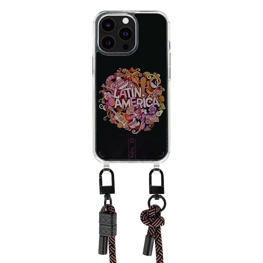 iPhone 14 Pro Max Kılıf Kajsa Missy And Match Şeffaf Desenli İp Askılı Kılıf