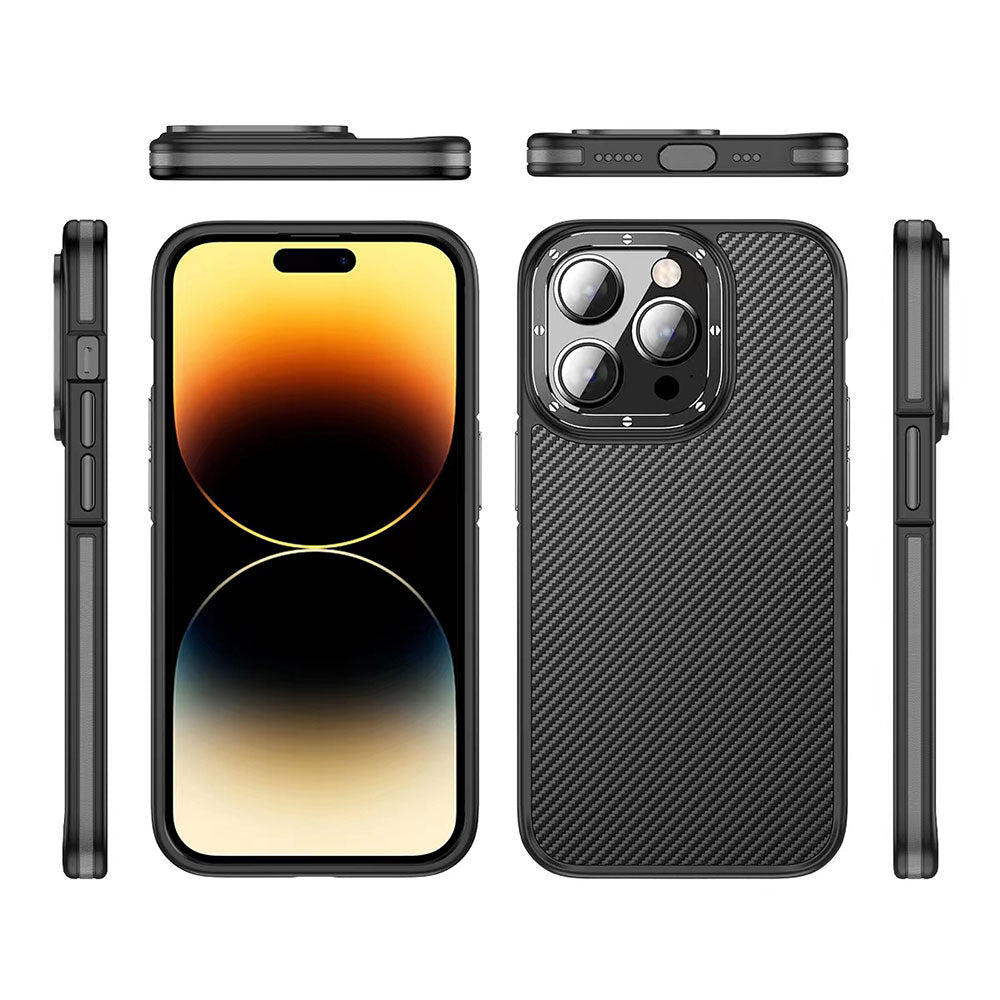 iPhone 14 Pro Max Kılıf Karbon Fiber Görünümlü Wlons Marin Kılıf