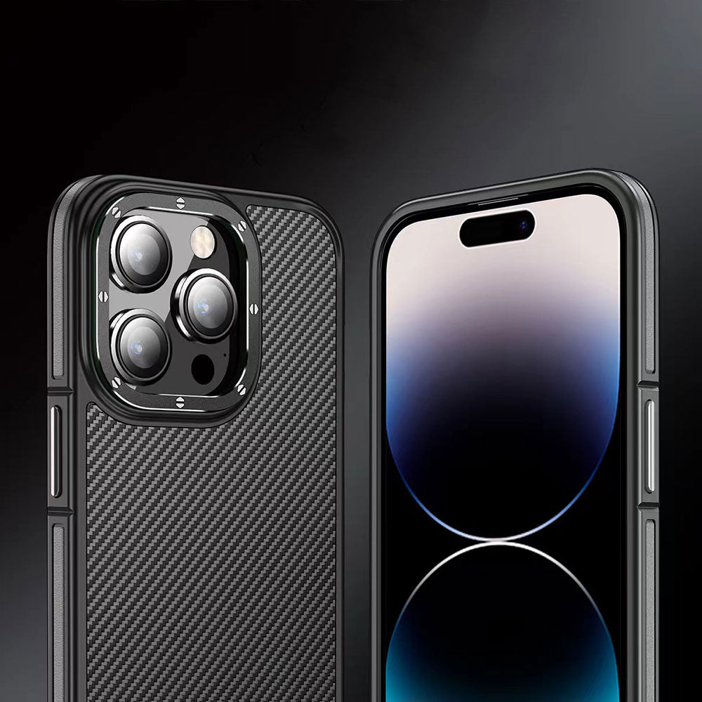 iPhone 14 Pro Max Kılıf Karbon Fiber Görünümlü Wlons Marin Kılıf