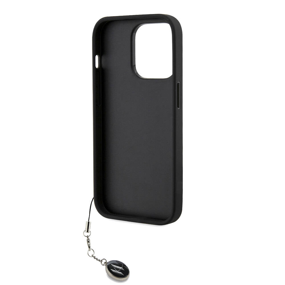 iPhone 14 Pro Max Kılıf Karl Lagerfeld Orijinal Lisanslı Anahtarlıklı Taşlı KL Yazılı Saffiano Rhinestones Kılıf