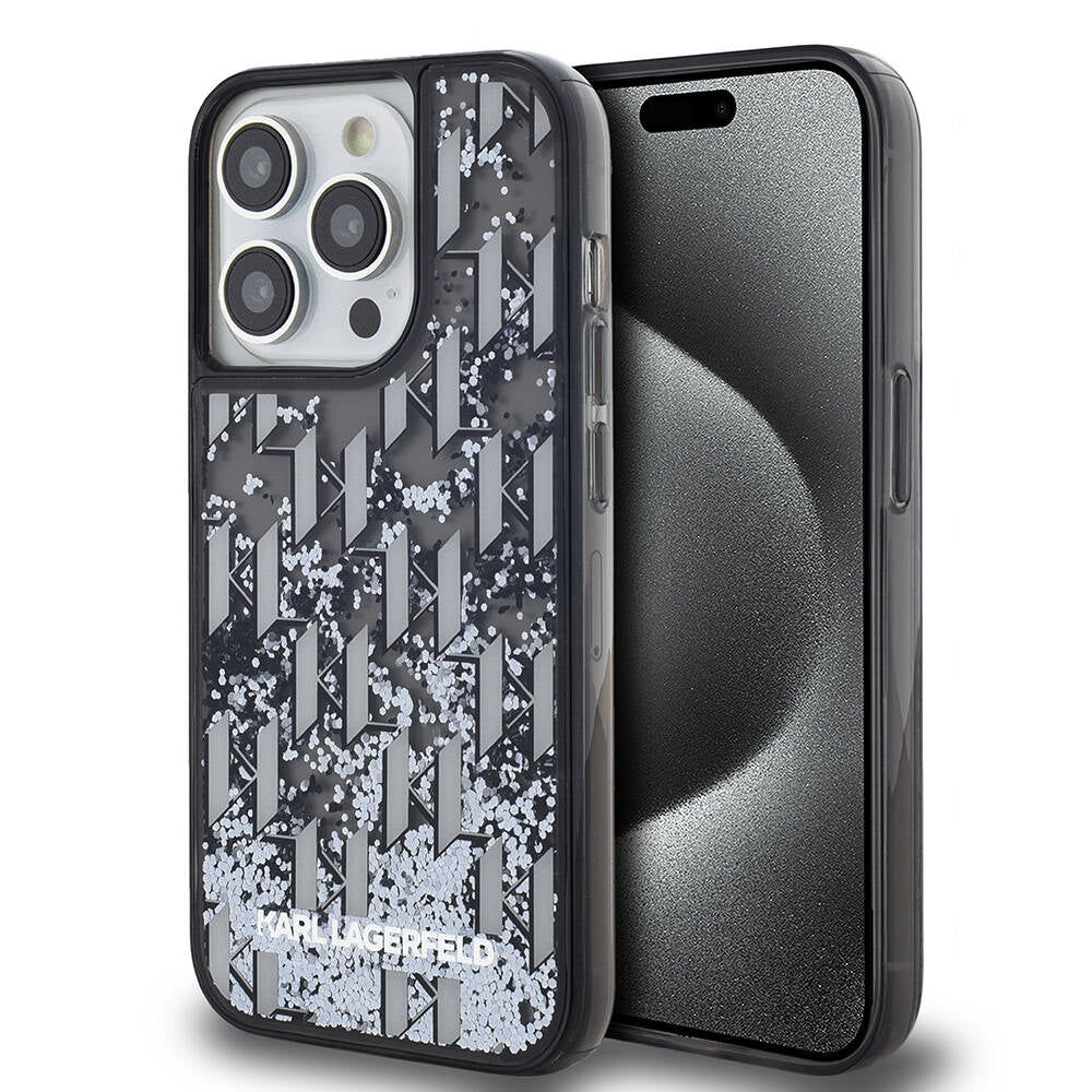 iPhone 14 Pro Max Kılıf Karl Lagerfeld Orijinal Lisanslı Simli KL Yazılı Monogram Gradıent Kılıf