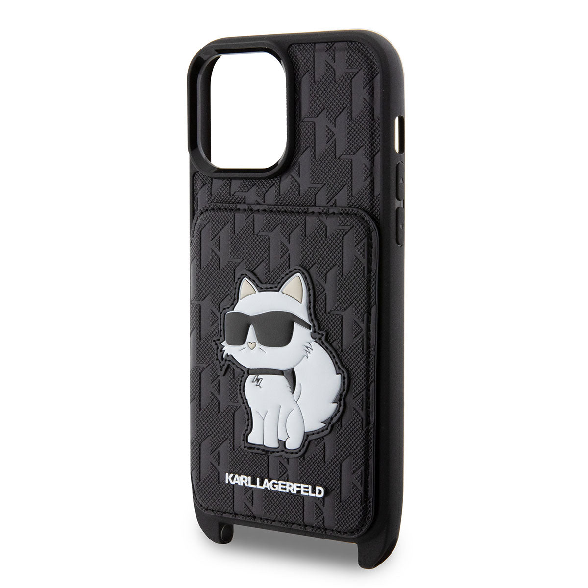 iPhone 14 Pro Max Kılıf Karl Lagerfeld Boyun Askılı Kartlıklı Choupette Dizayn Kılıf