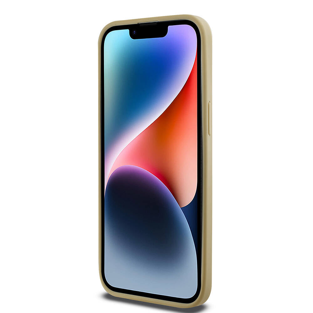 iPhone 14 Pro Max Kılıf Karl Lagerfeld orijinal Lisanslı 3D KL Yazılı Tüylü Arka Yüzey Saffiano Rhinestones Kılıf