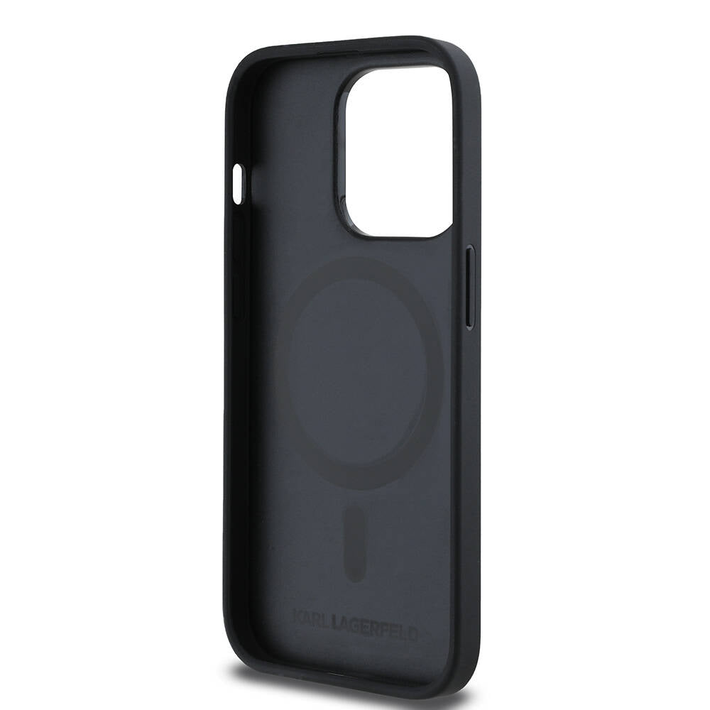 iPhone 14 Pro Max Kılıf Karl Lagerfeld orijinal Lisanslı M-safe Şarj Özellikli KL Yazılı Hot Stamp Kılıf