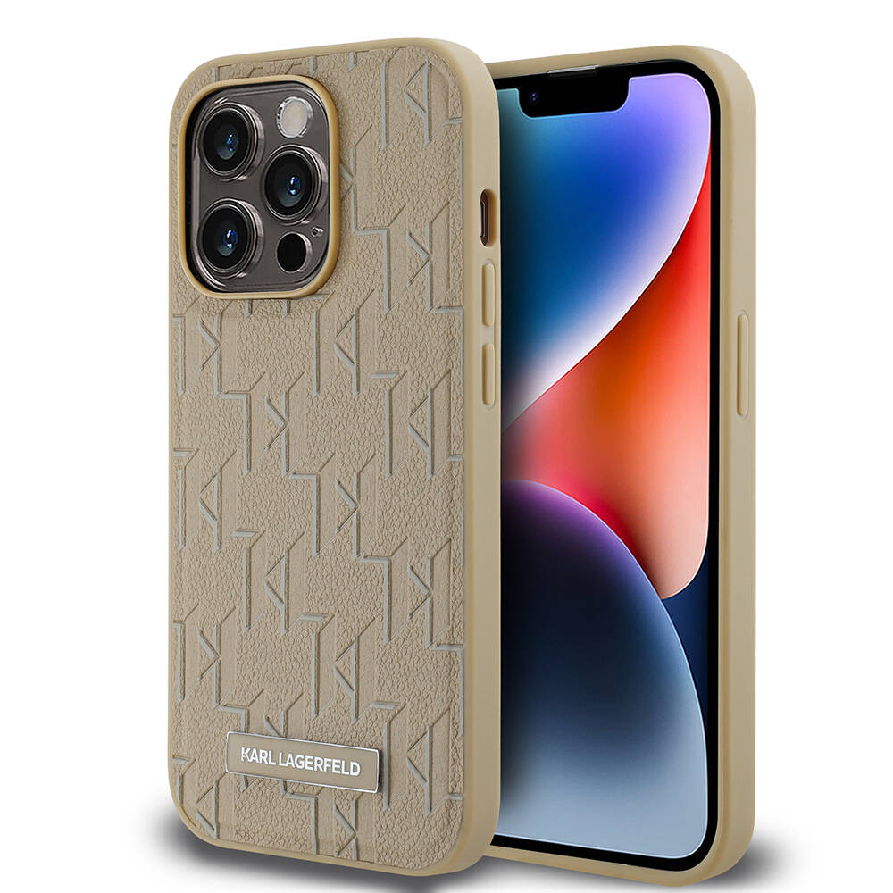 iPhone 14 Pro Max Kılıf Karl Lagerfeld orijinal Lisanslı M-safe Şarj Özellikli KL Yazılı Hot Stamp Kılıf