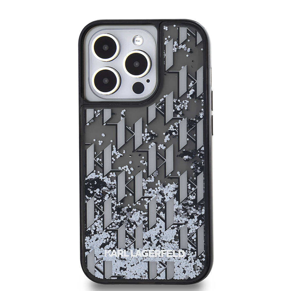 iPhone 14 Pro Max Kılıf Karl Lagerfeld orijinal Lisanslı Simli KL Yazılı Monogram Gradıent Kılıf