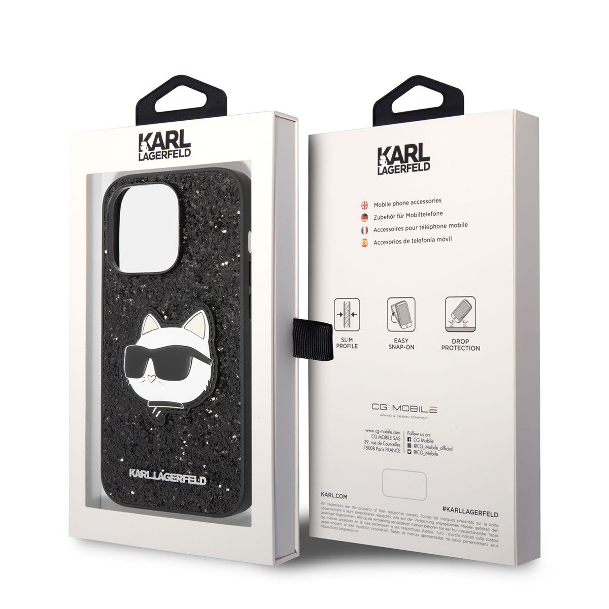 iPhone 14 Pro Max Kılıf Karl Lagerfeld Parlak Taşlı Choupette Dizayn Kılıf