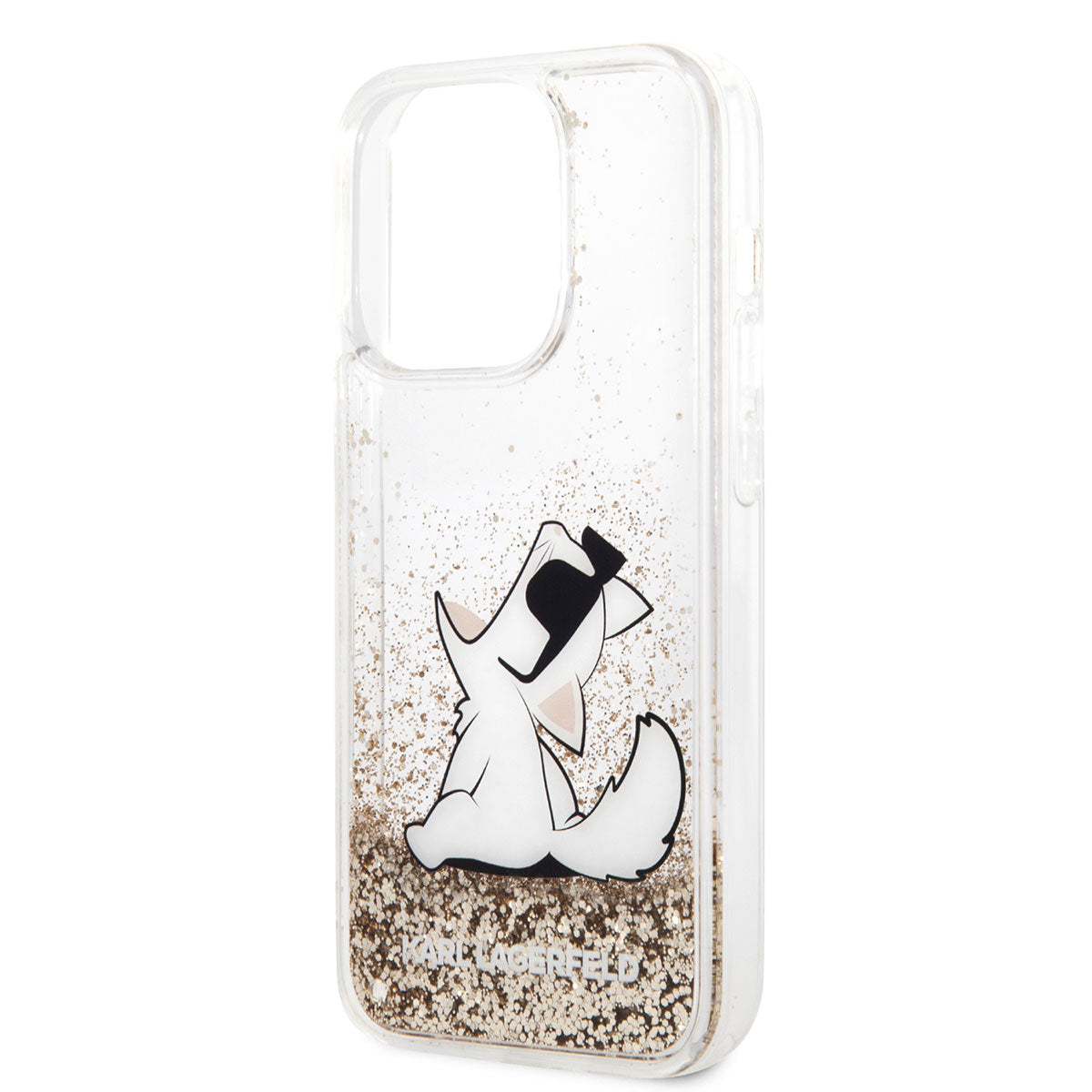 iPhone 14 Pro Max Kılıf Karl Lagerfeld Sıvılı Simli Choupette Dizayn Kılıf