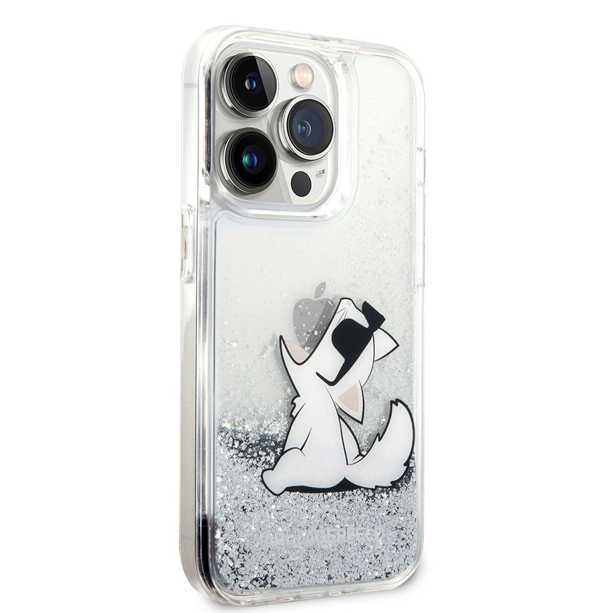 iPhone 14 Pro Max Kılıf Karl Lagerfeld Sıvılı Simli Choupette Dizayn Kılıf