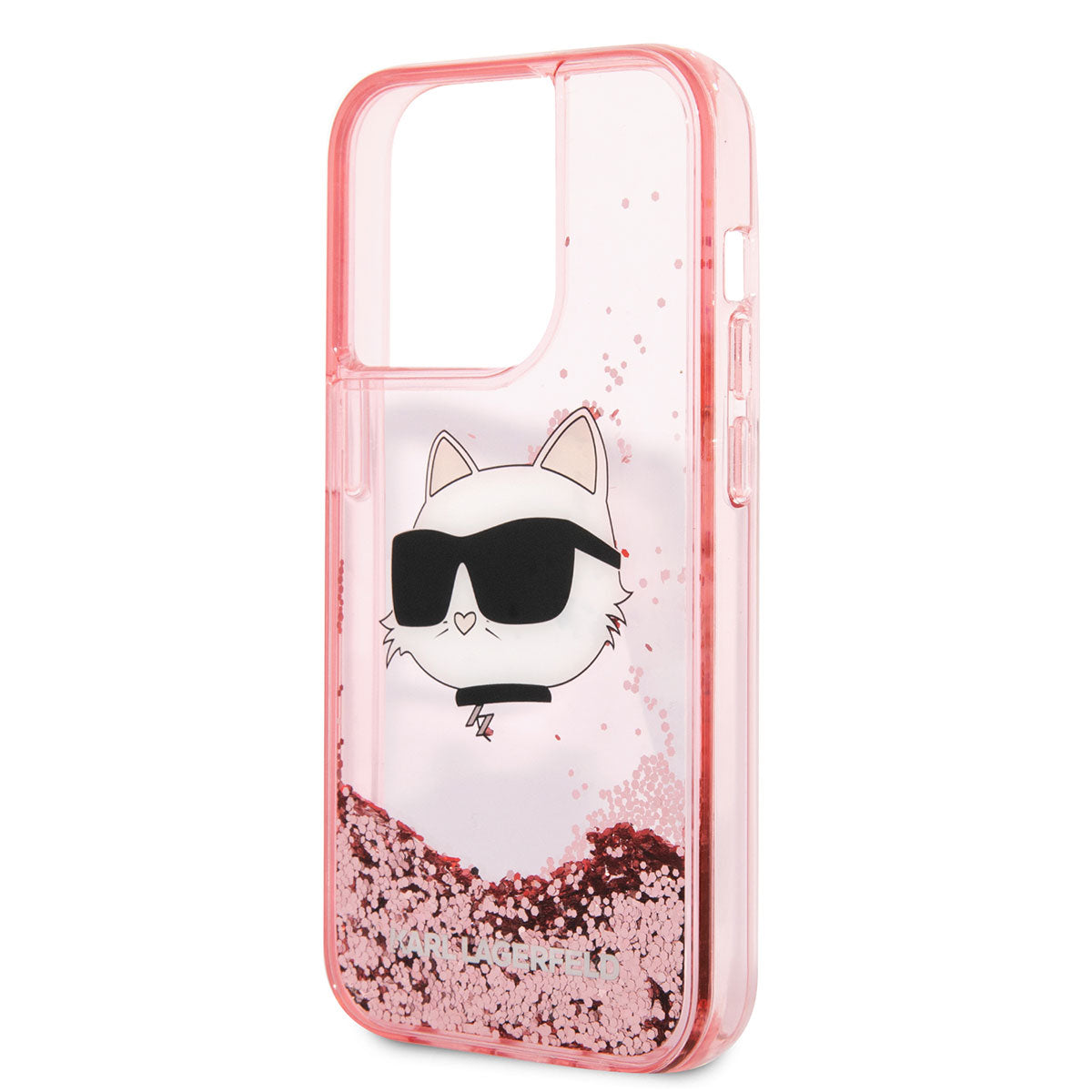iPhone 14 Pro Max Kılıf Karl Lagerfeld Sıvılı Simli Choupette Head Dizayn Kılıf