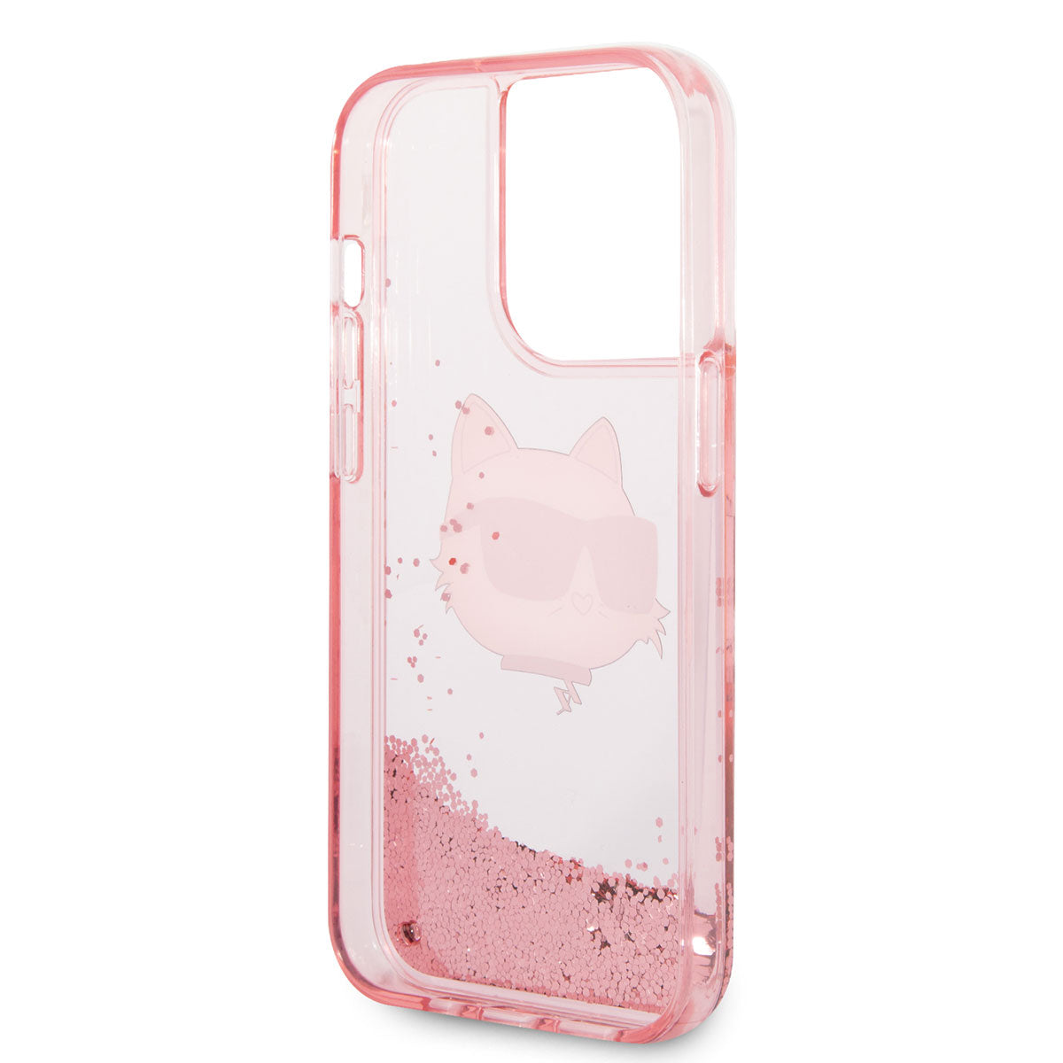 iPhone 14 Pro Max Kılıf Karl Lagerfeld Sıvılı Simli Choupette Head Dizayn Kılıf