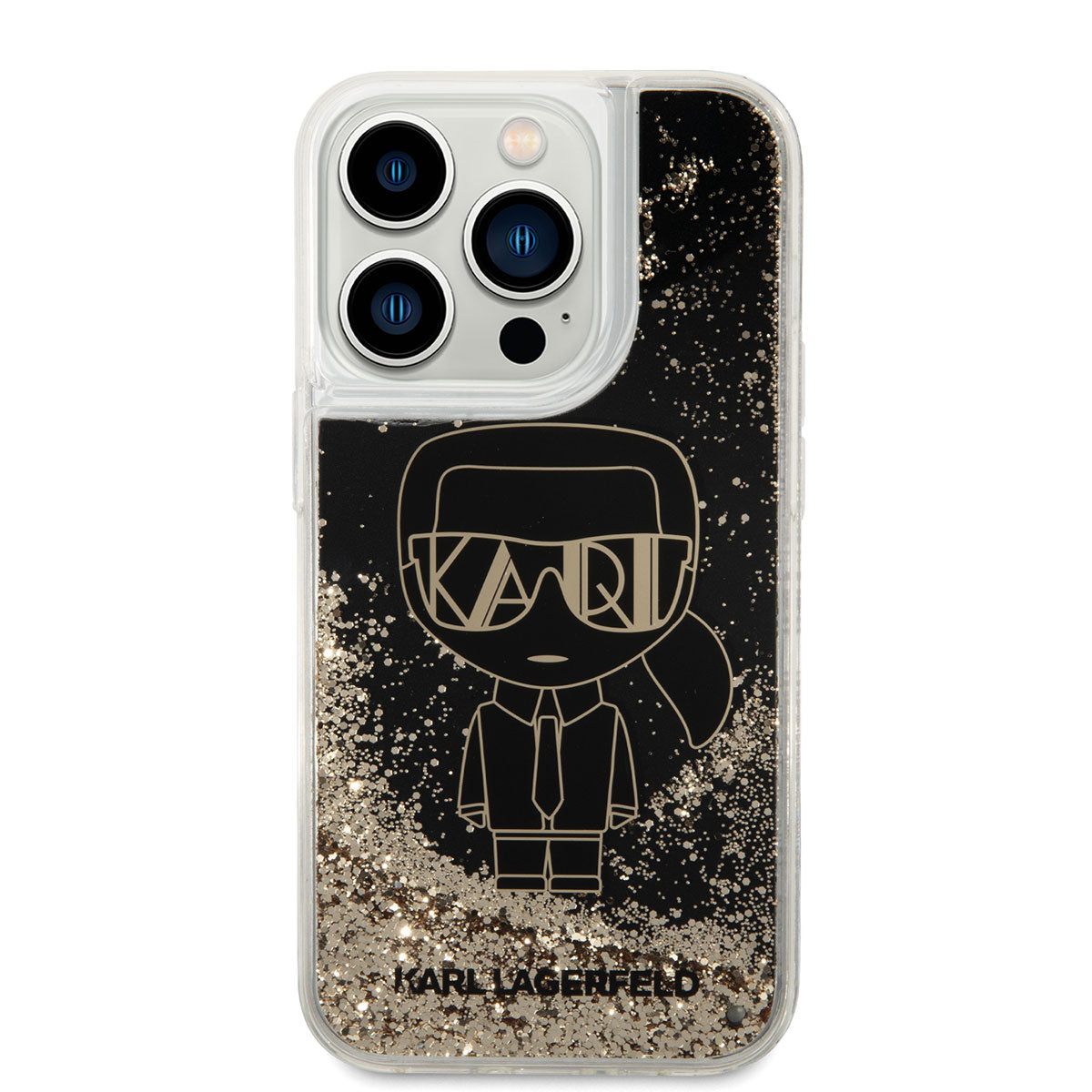 iPhone 14 Pro Max Kılıf Karl Lagerfeld Sıvılı Simli Gatsby Dizayn Kılıf