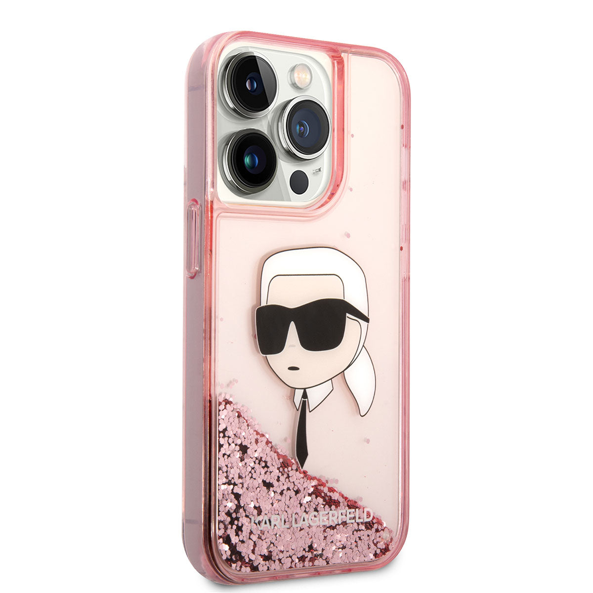 iPhone 14 Pro Max Kılıf Karl Lagerfeld Sıvılı Simli Karl Head Dizayn Kılıf