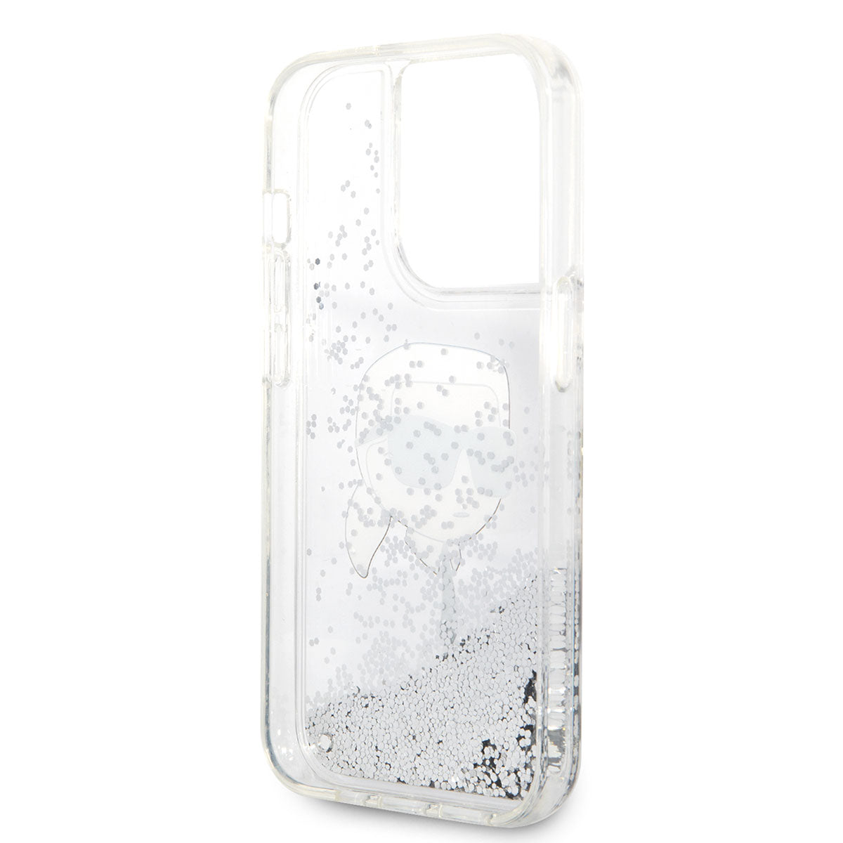 iPhone 14 Pro Max Kılıf Karl Lagerfeld Sıvılı Simli Karl Head Dizayn Kılıf