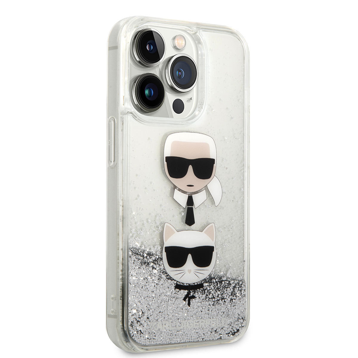 iPhone 14 Pro Max Kılıf Karl Lagerfeld Sıvılı Simli K&C Head Dizayn Kılıf