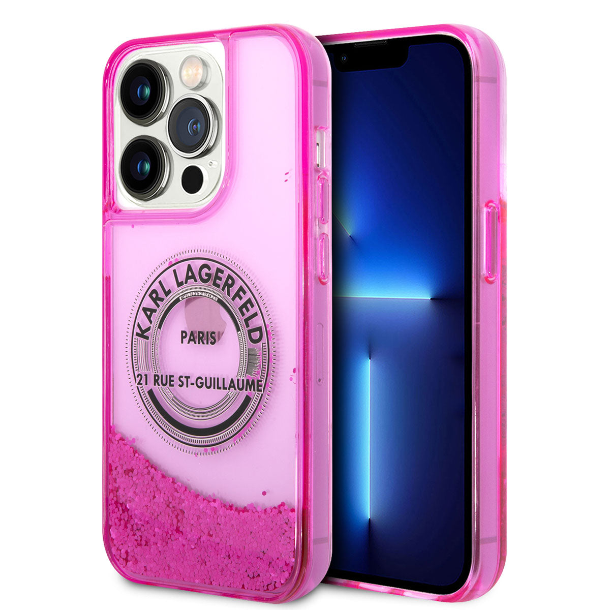iPhone 14 Pro Max Kılıf Karl Lagerfeld Sıvılı Simli RSG Dizayn Kılıf