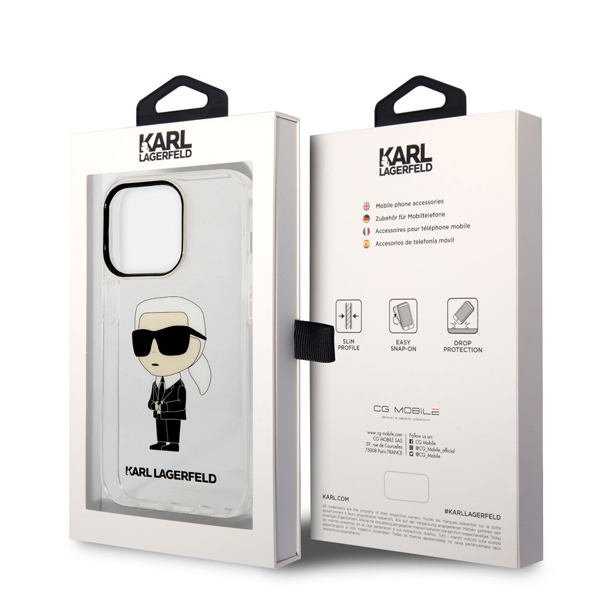 iPhone 14 Pro Max Kılıf Karl Lagerfeld Transparan İkonik Karl Dizayn Kılıf