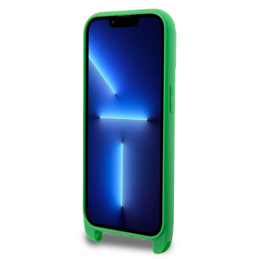 iPhone 14 Pro Max Kılıf Lacoste Orijinal Lisanslı PU Pike Desenli Arka Yüzey Askılı İkonik Timsah Dokuma Logolu Kılıf