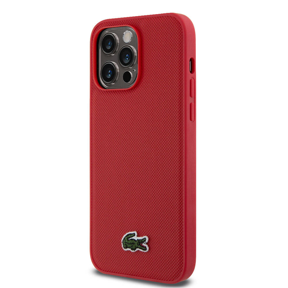 iPhone 14 Pro Max Kılıf Lacoste Orijinal Lisanslı PU Pike Desenli Arka Yüzey İkonik Timsah Dokuma Logolu Kılıf