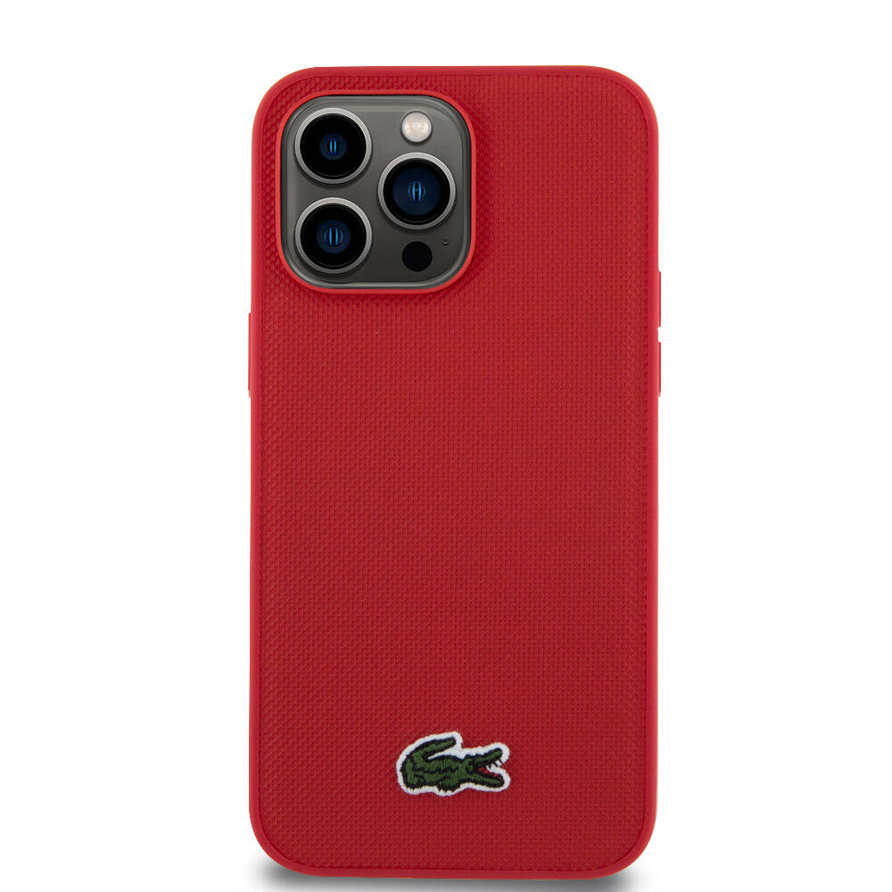 iPhone 14 Pro Max Kılıf Lacoste Orijinal Lisanslı PU Pike Desenli Arka Yüzey İkonik Timsah Dokuma Logolu Kılıf