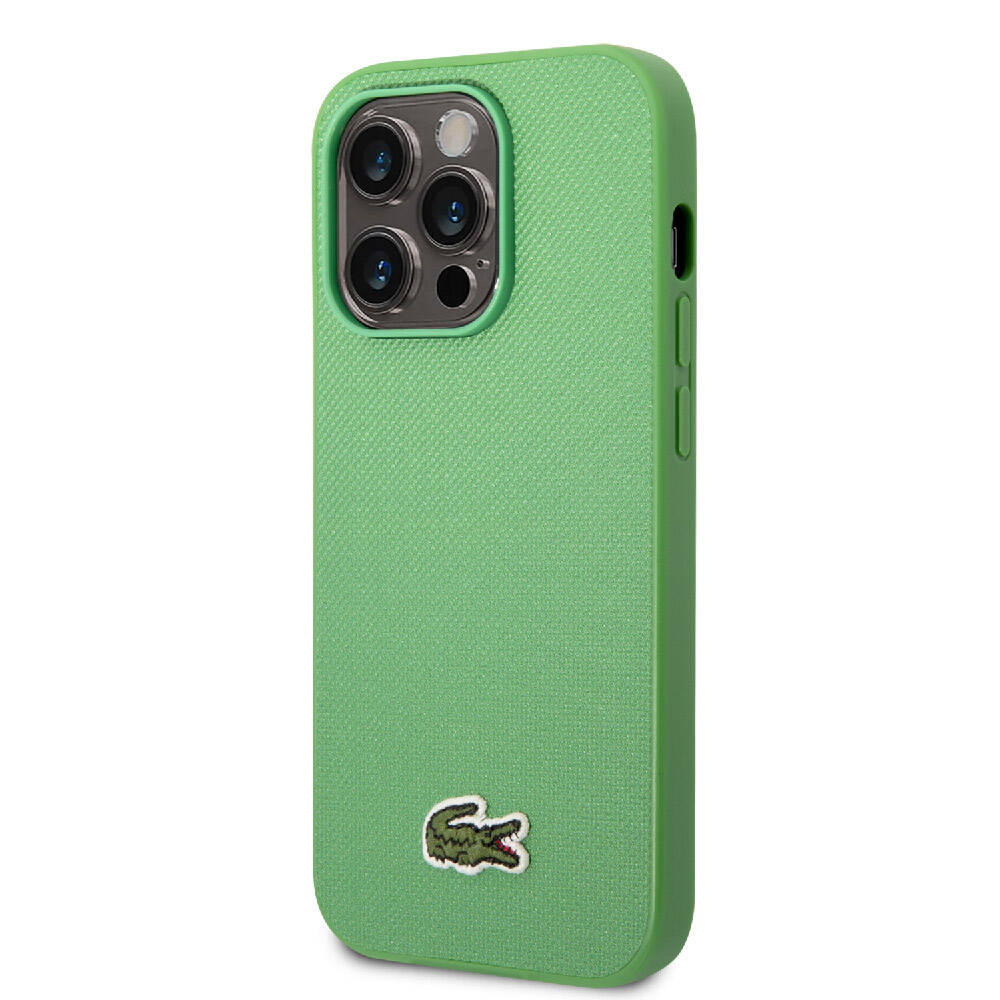 iPhone 14 Pro Max Kılıf Lacoste Orijinal Lisanslı PU Pike Desenli Arka Yüzey İkonik Timsah Dokuma Logolu Kılıf