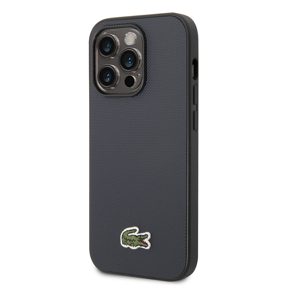 iPhone 14 Pro Max Kılıf Lacoste Orijinal Lisanslı PU Pike Desenli Arka Yüzey İkonik Timsah Dokuma Logolu Kılıf